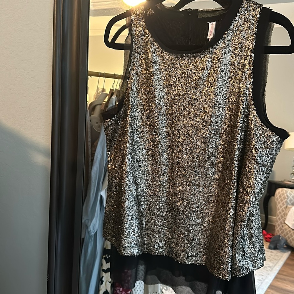 Gold sequin tank